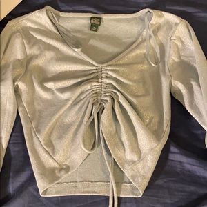 Blue and silver crop top